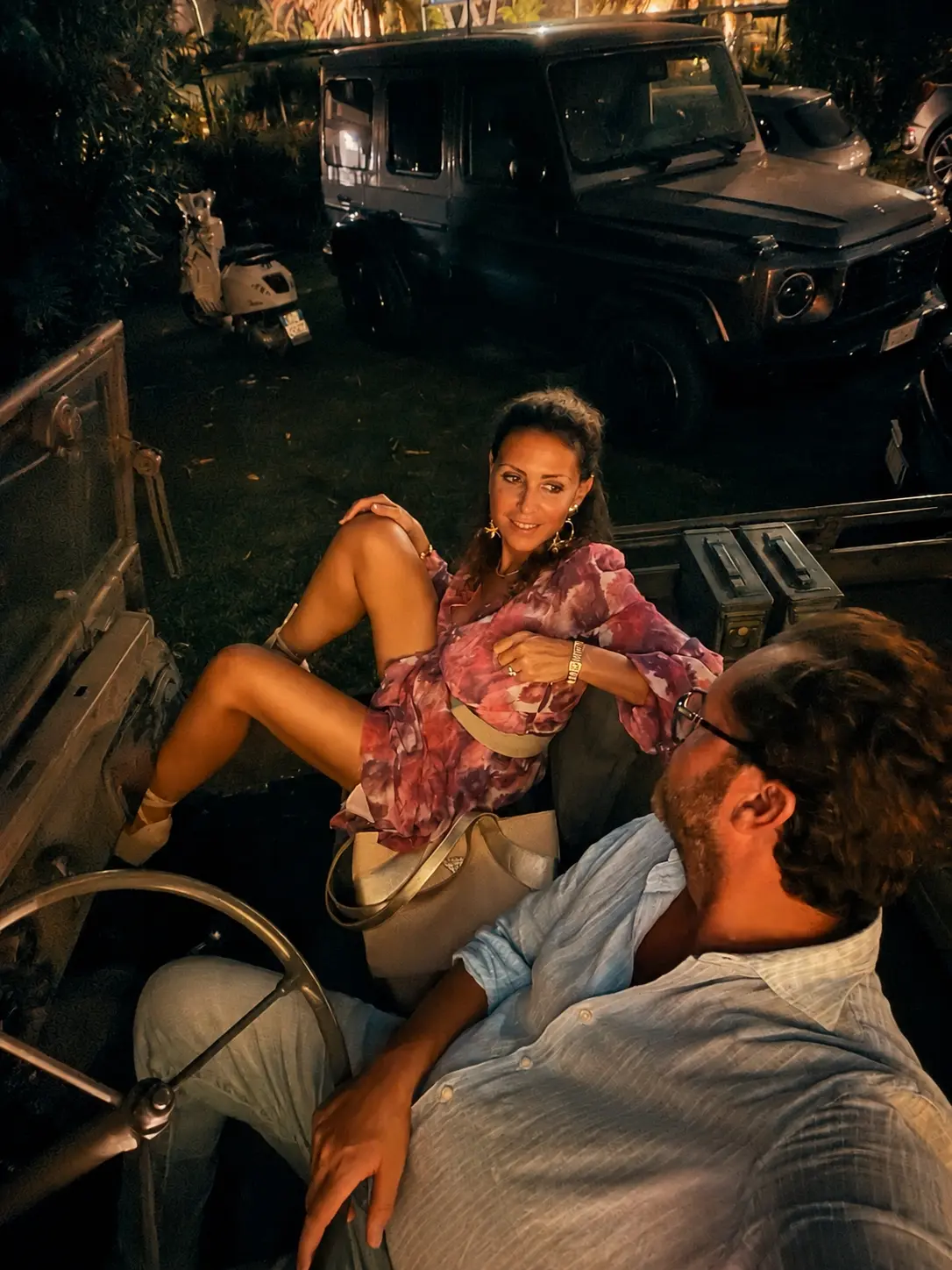 Chantal and Andrea sharing a summer evening in the 1942 Willys MB