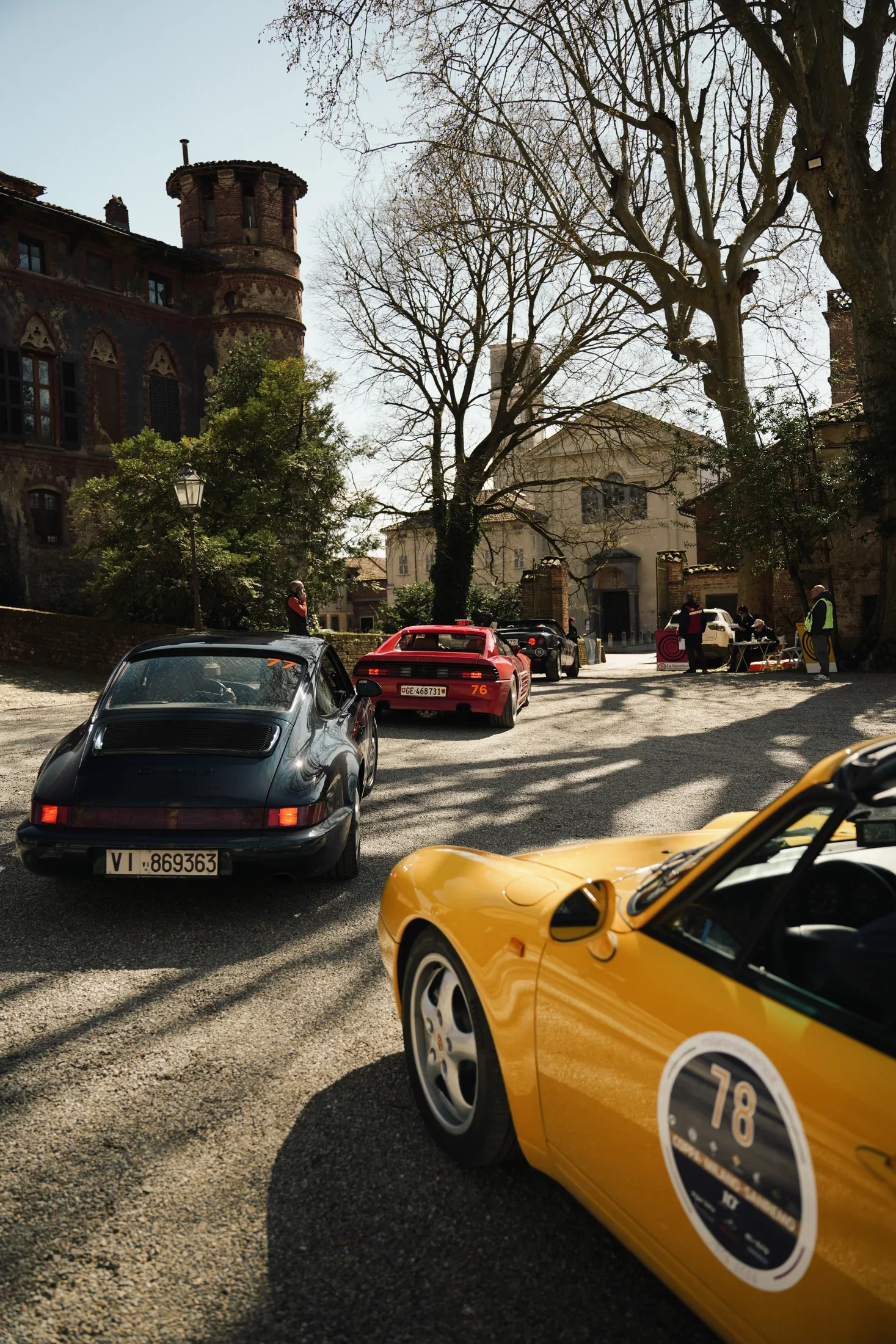 Daisy following other classic cars during Coppa Milano Sanremo.