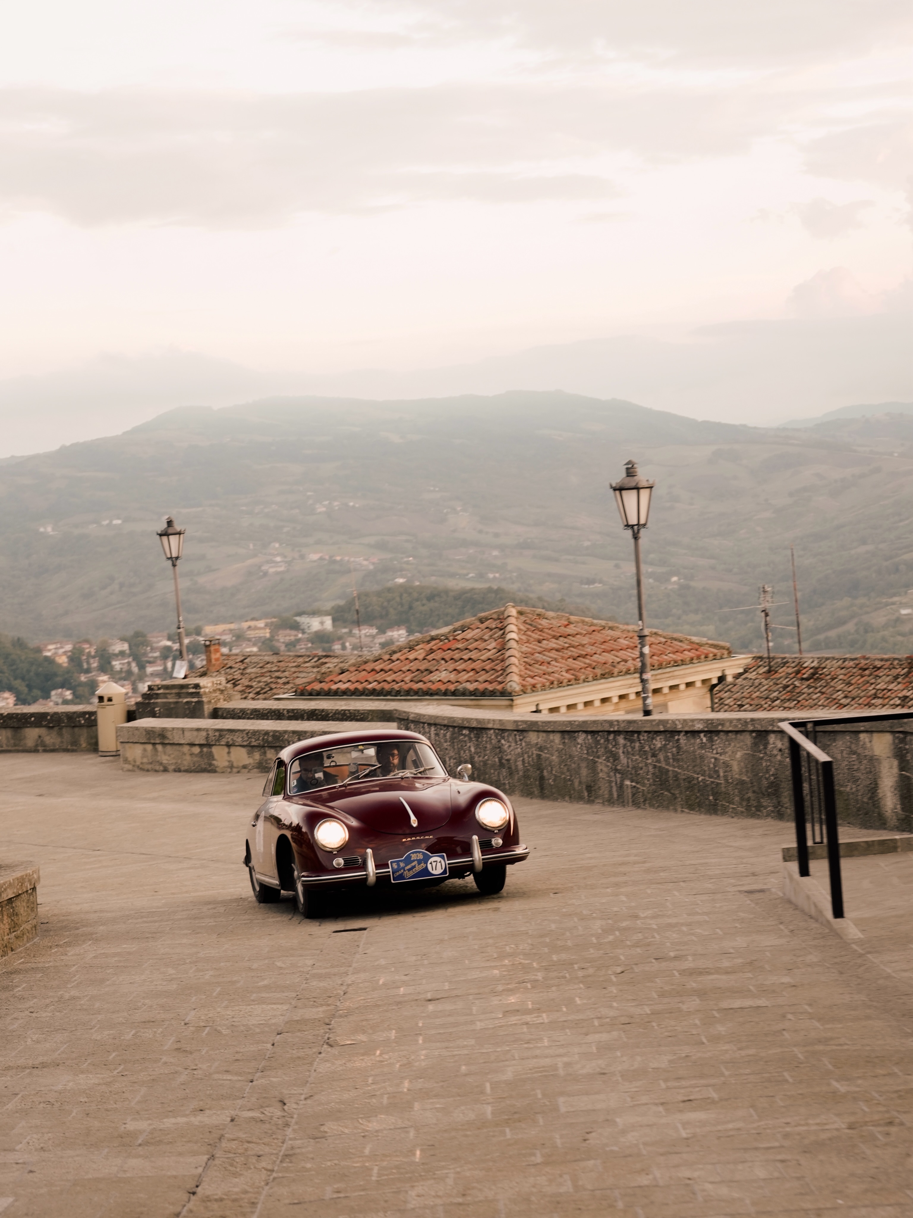 Princess Grace on a hill road during the Gran Premio Nuvolari