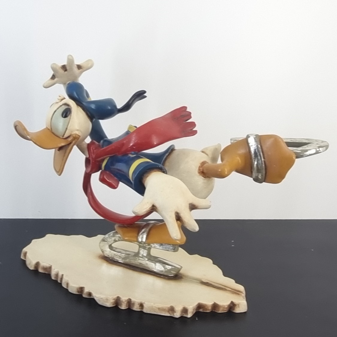 Donald Duck ice-skating collectible sculpture