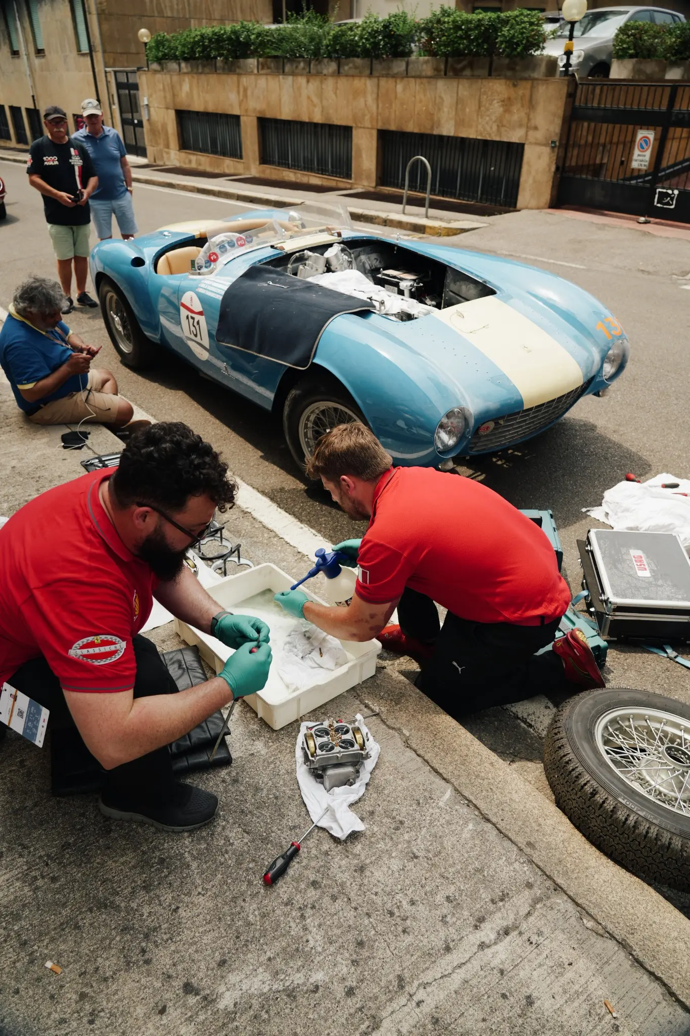 Roadside technical assistance during Mille Miglia 2026